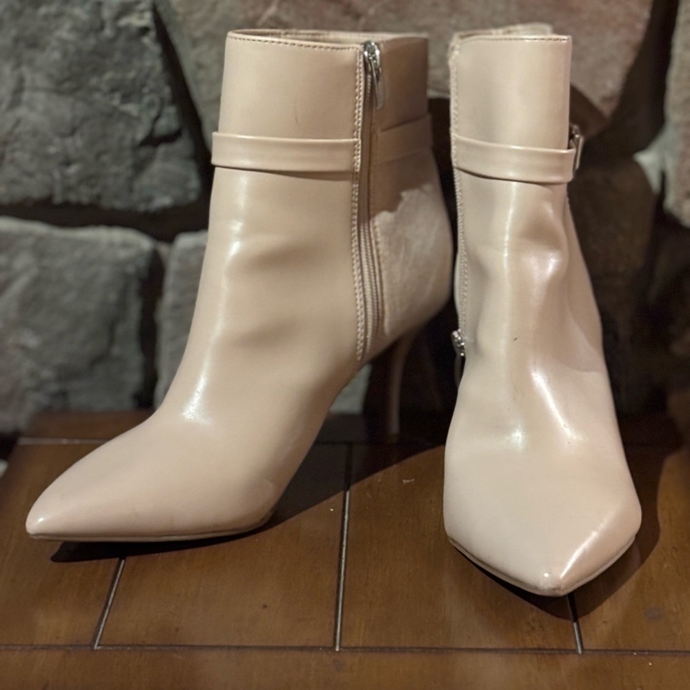Nine West Cream Ankle Booties